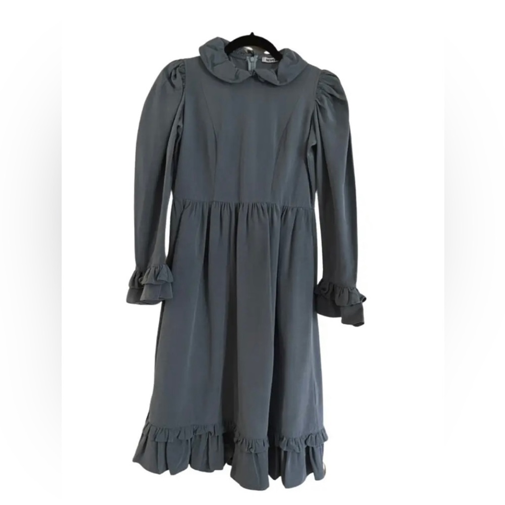 Batsheva Dusty Blue Moire mid-length dress, never worn